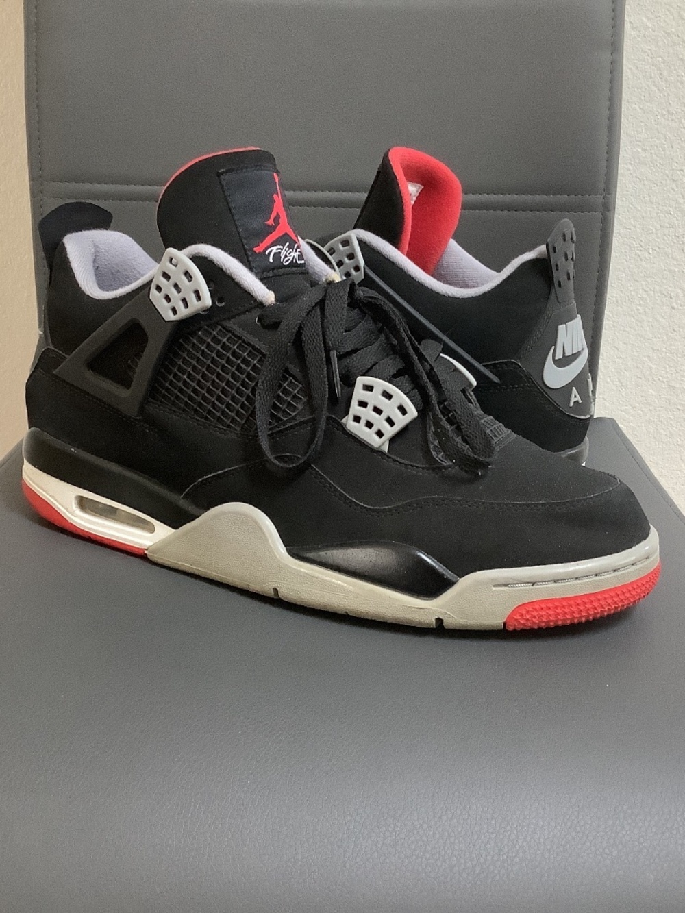 Mens 11.5 Nike Air Jordan 4 Black/fire red-cement grey 2019 Bred (308497 060)